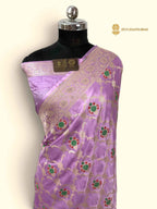 Light Lavender Premium Mashru Katan Silk Banarasi Saree - All Over Meenakari Jaal
