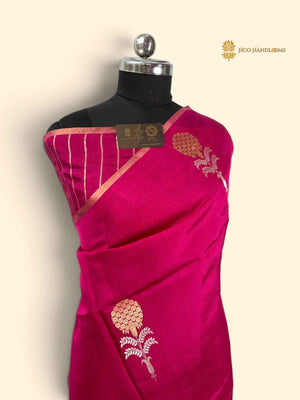 Rani Pure Mango Katan Silk Handloom Banarasi Saree - All Over Boota