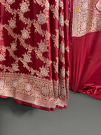 Regal Pure Katan Silk Handloom Banarasi Saree - All Over Jaal Work With Meenakari