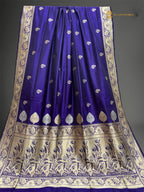 Regal Purple Pure Katan Silk Handloom Banarasi saree - All Over Kadhua Meenakari Motifs