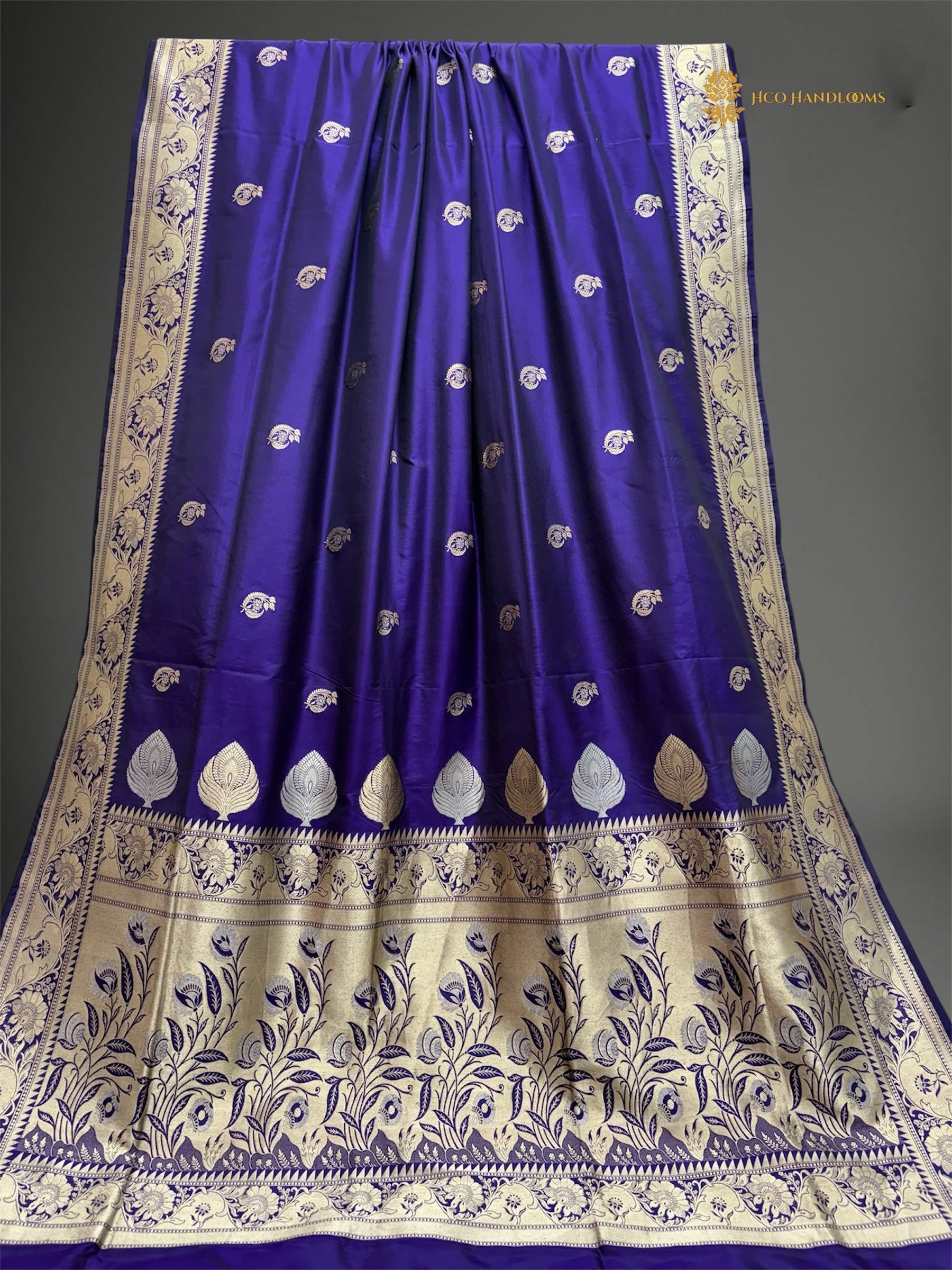 Regal Purple Pure Katan Silk Handloom Banarasi saree - All Over Kadhua Meenakari Motifs