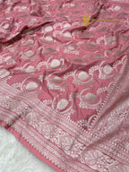 Pink Premium Mashru Katan Silk Banarasi Saree - All Over Jaal
