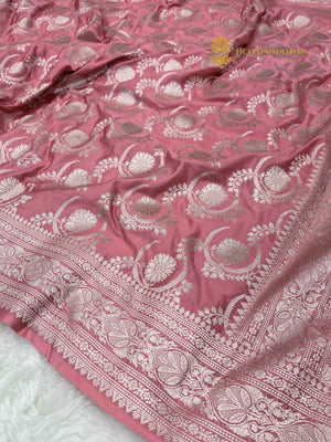 Pink Premium Mashru Katan Silk Banarasi Saree - All Over Jaal