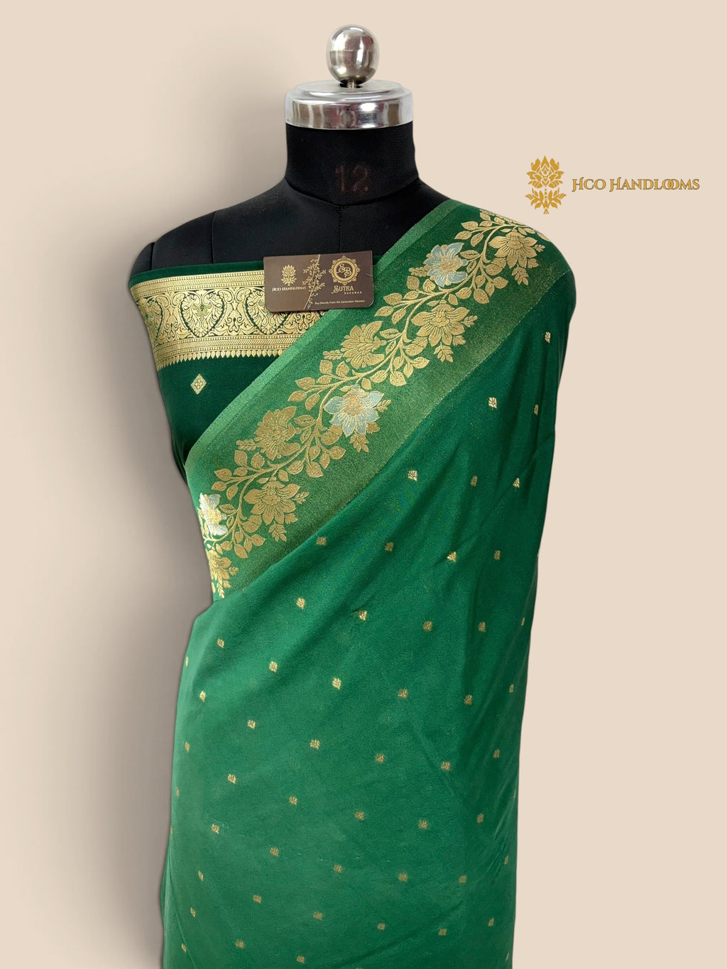 Green Gradient Premium Soft Silk Banarasi Saree - All Over Motifs