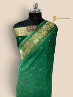 Green Gradient Premium Soft Silk Banarasi Saree - All Over Motifs