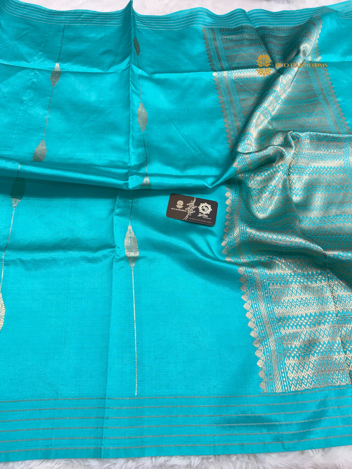 Blue Pure Mango Katan Silk Handloom Banarasi Saree - Kadhua Stripes