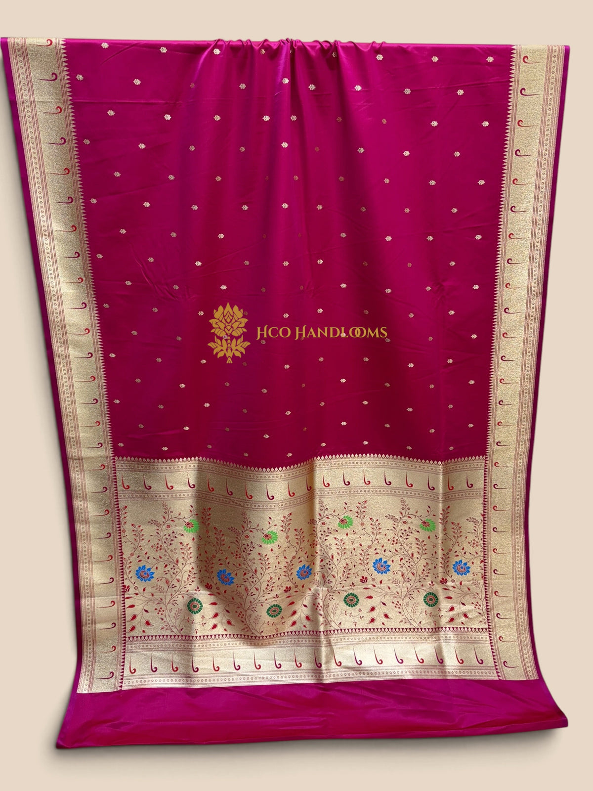 Rani Premium Mashru Katan Satin Silk Banarasi Saree - All Over Motifs