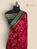 Premium Mashru Crepe Silk Banarasi Saree - All Over Jangla