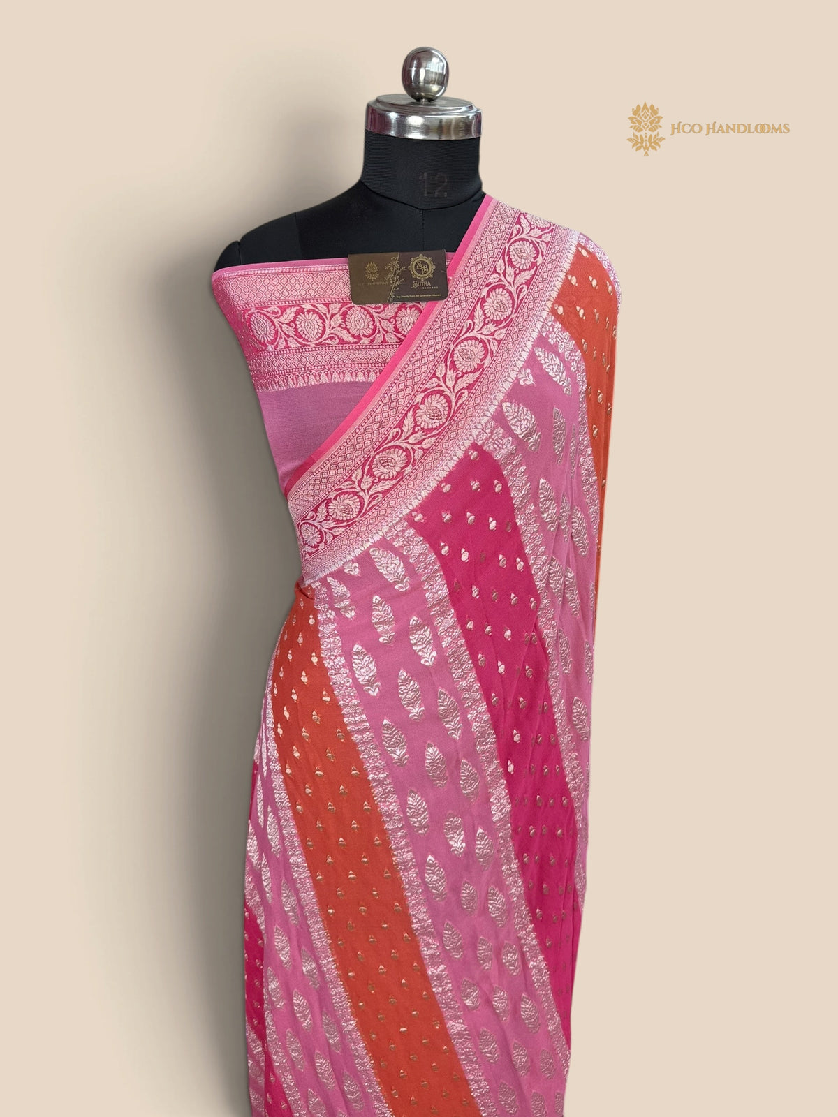 Rangkat Pure Khaddi Georgette Handloom Banarasi Saree - Water Zari