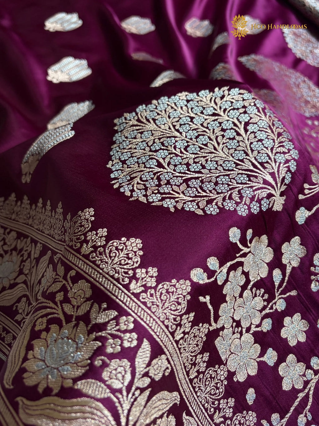 Premium Mashru Katan Silk Banarasi Saree - All Over Motifs