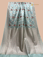 Light Blue Premium Mashru Katan SIlk Banarasi Saree - All Over Meenakari Jaal