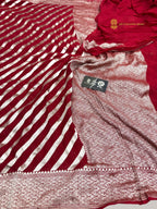 Regal Red Pure Khaddi Georgette Silk handloom Banarasi Saree - Water Zari