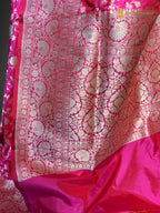 Pure Katan Silk Handloom Banarasi Saree - All Over Floral Jangla