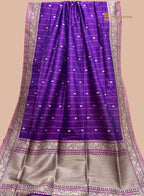 Regal Purple Pure Katan Silk Handloom Banarasi saree - All Over Stripe Motifs