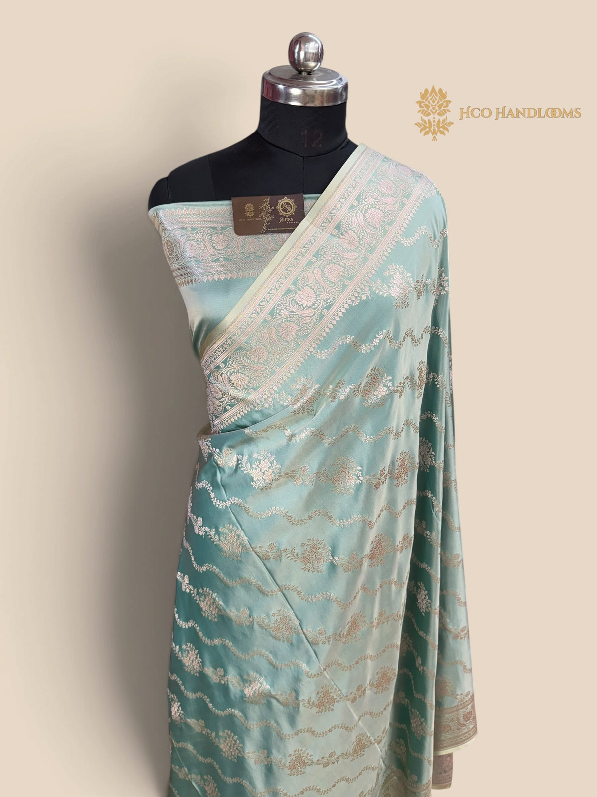Light Blue Premium Mashru Katan Silk Banarasi Saree - Lahariya