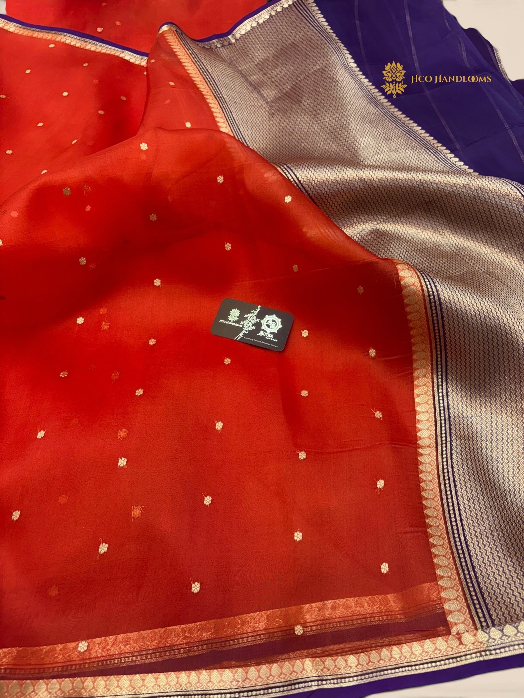 Pure Kora Silk Handloom Banarasi Saree - All Over Small Buti