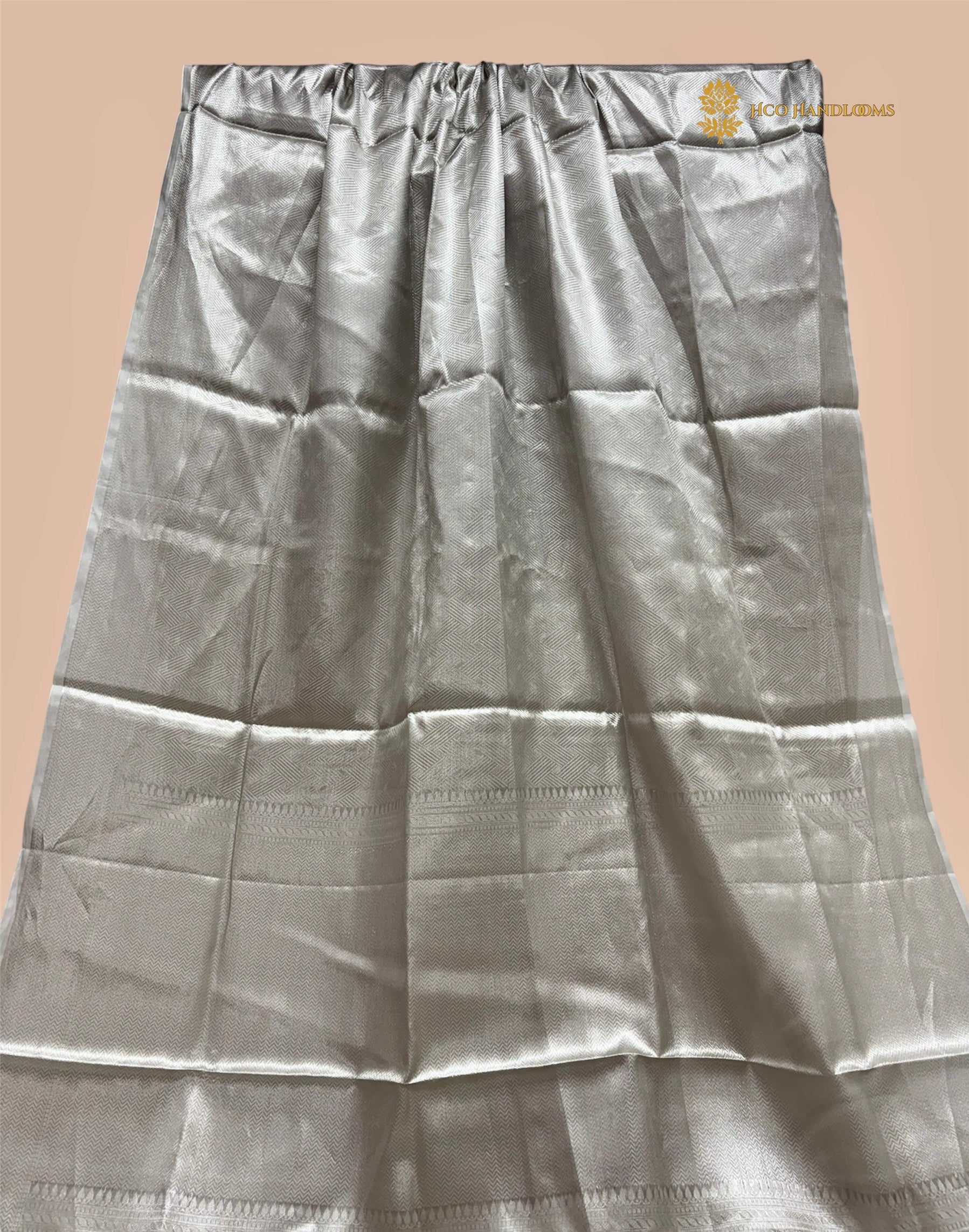 Silver Pure Molten Tissue Silk Tanchui Brocade Handloom Banarasi Saree
