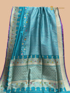 Regal Blue Pure Katan Silk Handloom Banarasi saree - All Over Meenakari Brocade Work