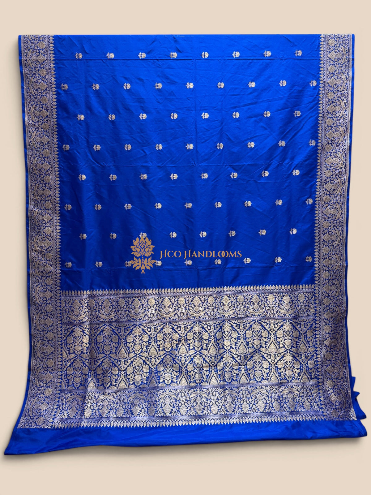 Regal Royal Blue Pure Katan Silk Handloom Banarasi Saree - All Over Kadhua Motifs