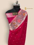 Cherry Pink Matka Tussar Silk Banarasi Saree - All Over Motifs & Paithani
