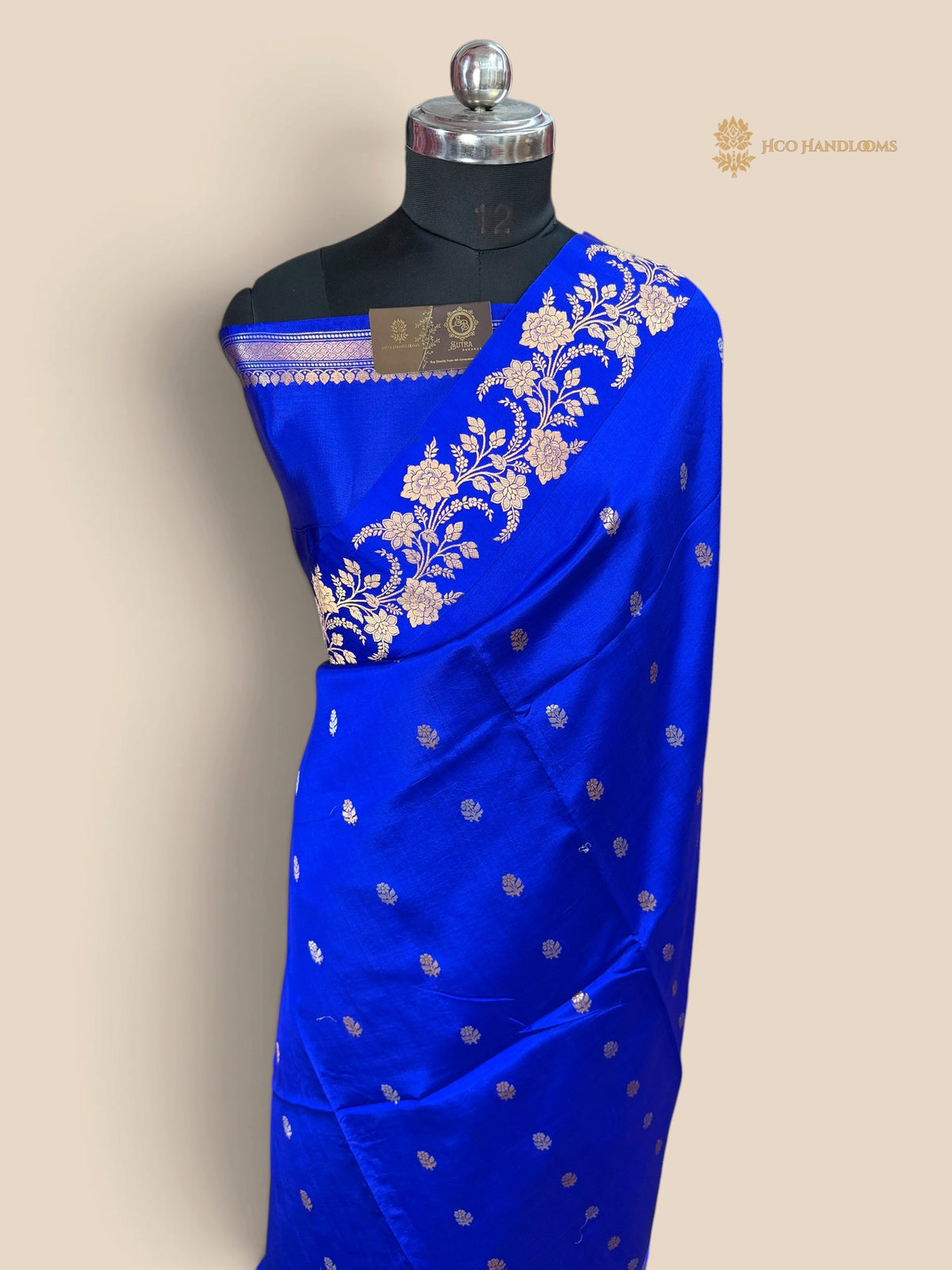Blue Pure Mango Katan Silk Handloom Banarasi Saree - All Over Motifs
