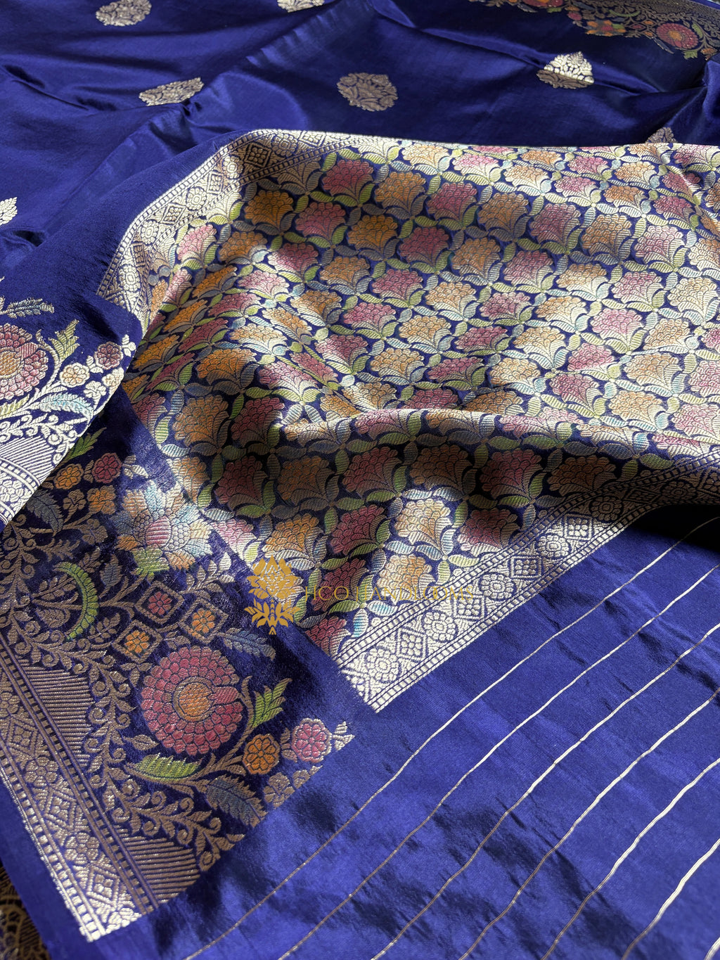 Pure Mango Katan Silk Handloom Banarasi Saree - All Over Kadhua Motifs