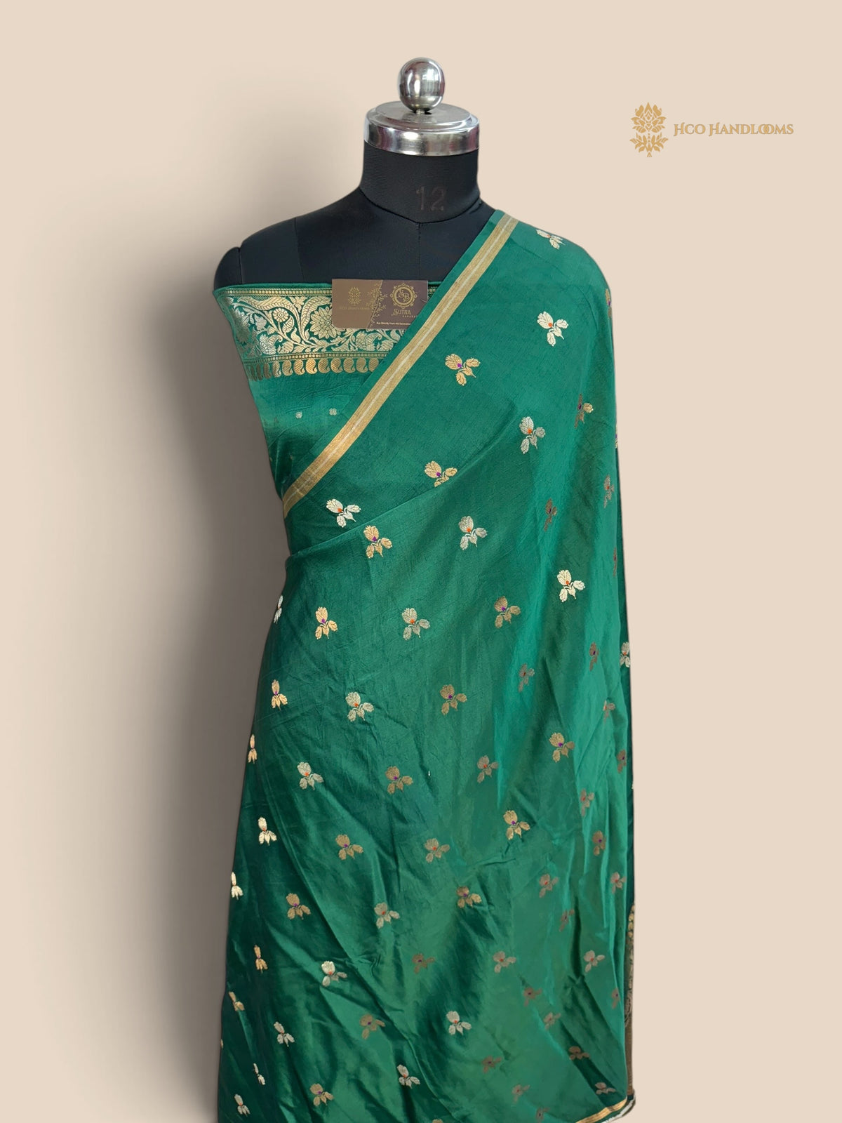 Green Pure Mashru Katan Silk Handloom Bnarasi Saree - All Over Meenakari Motifs