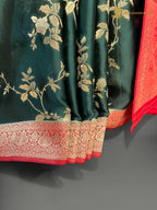 Premium Mashru Crepe Silk Banarasi Saree - All Over Jangla