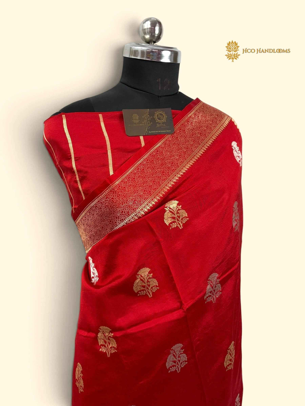 Red Pure Mango Katan Silk Handloom Banarasi Saree - All Over Motifs