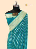 Blue Pure Khaddi Georgette Silk Handloom Banarasi Saree