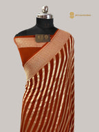 Pure Khaddi Georgette Silk handloom Banarasi Saree - Water Zari