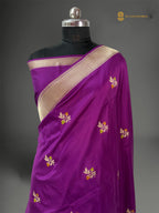Regal Purple Pure Katan Silk Handloom Banarasi saree - All Over Kadhua Meenakari Motifs