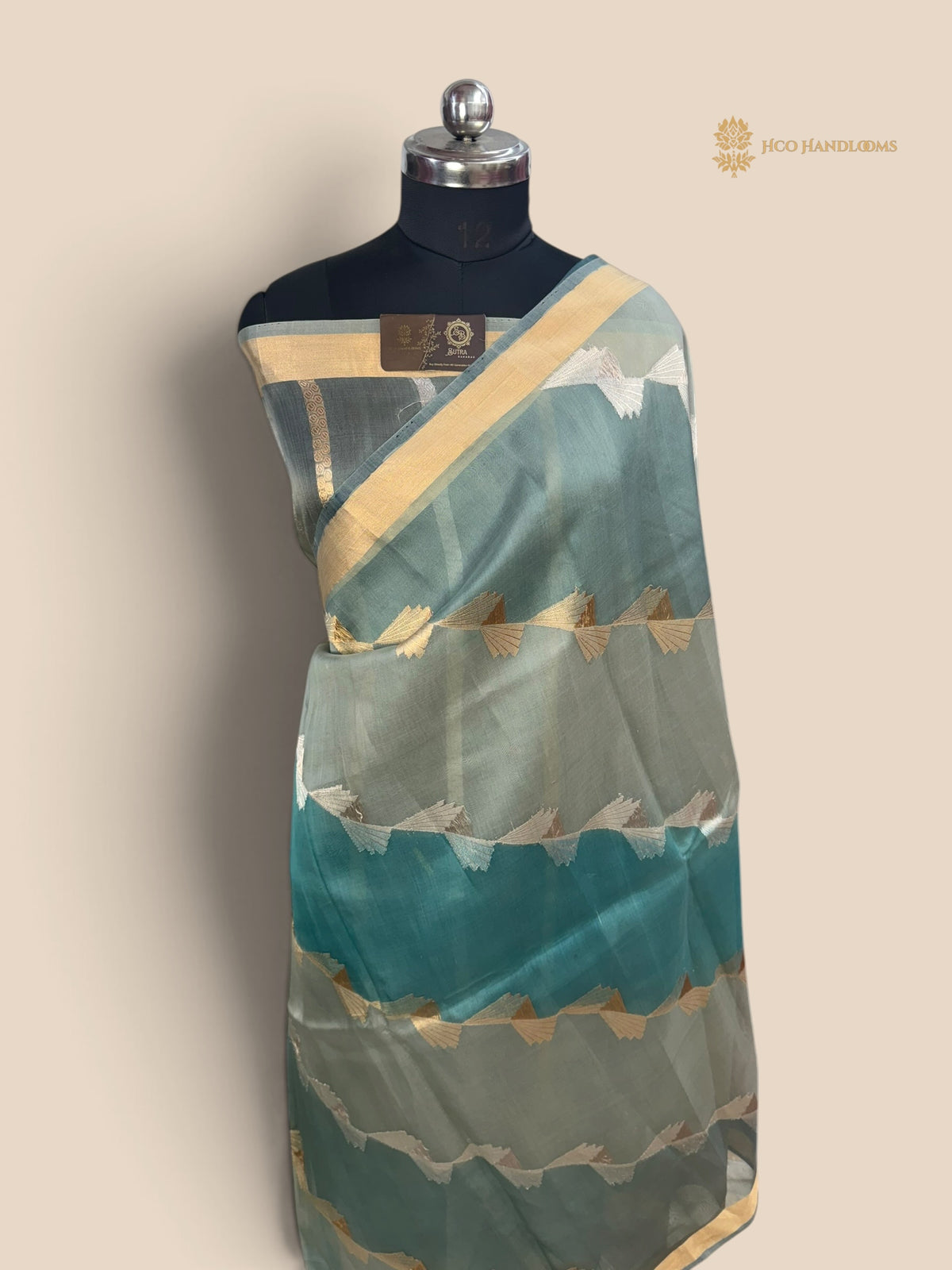 Pure Kora Silk Handloom Banarasi Saree - All Over Lahariya Rangkat