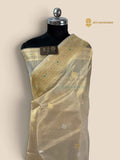 Regal Ivory Pure Kora Tissue Silk Handloom Banarasi Saree - All Over Kadhua Motifs