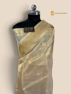 Regal Ivory Pure Kora Tissue Silk Handloom Banarasi Saree - All Over Kadhua Motifs