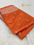 Regal Orange Premium Mashru Katan Silk Banarasi Saree - All Over Motifs