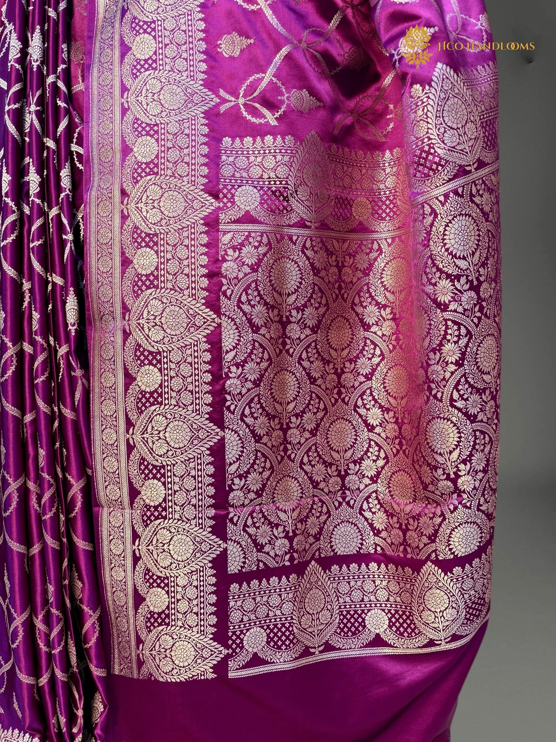 Premium Mashru Katan Silk Banarasi Saree - All Over Jaal Pattern