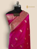 Rani Pink Pure Katan Silk Handloom banarasi saree - All Over Kadhua Motifs