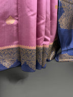 Regal Contrast Pure Mango Katan Silk Handloom Banarasi Saree - All Over Kadhua Motifs