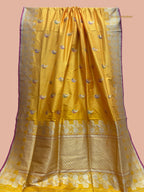 Regal Yellow Pure Katan Silk Handloom Banarasi Saree - All Over Meenakari Motifs