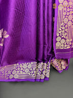 Premium Mashru Crepe Satin Silk Banarasi Saree - All Over Leafs Motifs