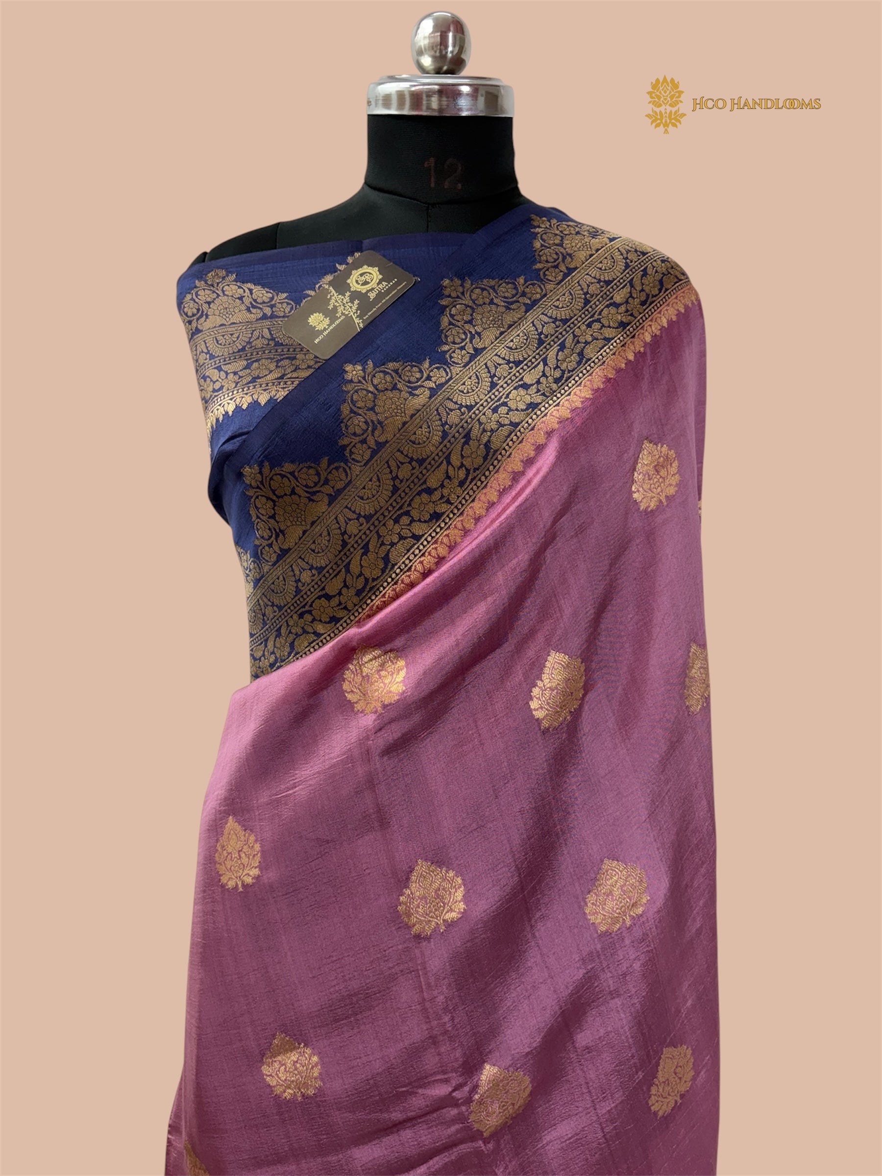 Regal Contrast Pure Mango Katan Silk Handloom Banarasi Saree - All Over Kadhua Motifs