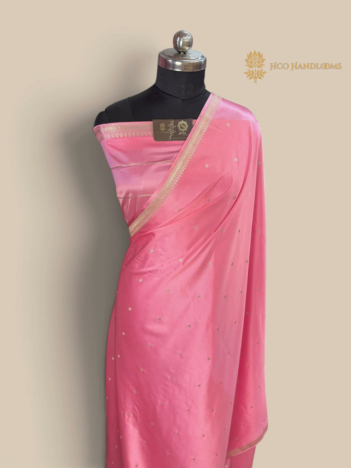 Pink Premium Mashru Katan Silk Banarasi Saree - Small Motifs