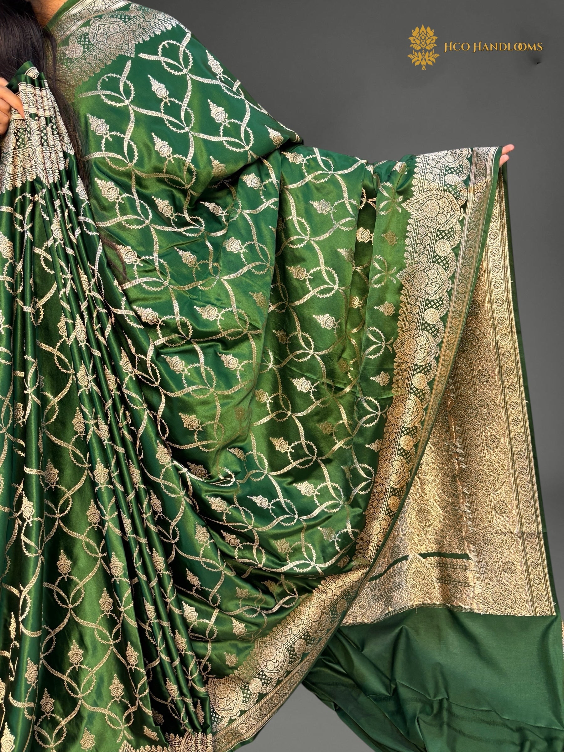 Premium Mashru Katan Silk Banarasi Saree - All Over Jaal Pattern