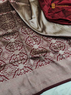 Regal Maroon Pure Katan Silk Handloom Banarasi Saree - All Over Brocade