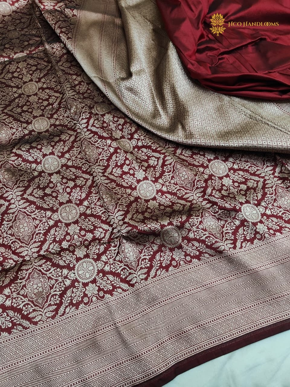 Regal Maroon Pure Katan Silk Handloom Banarasi Saree - All Over Brocade