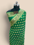 Regal Green Pure Khaddi Chiffon Silk Banarasi Saree - All Over Motifs