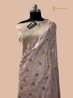 Pastel Purple Pure Katan Silk Handloom Banarasi Saree - All Over Meenakari Jaal