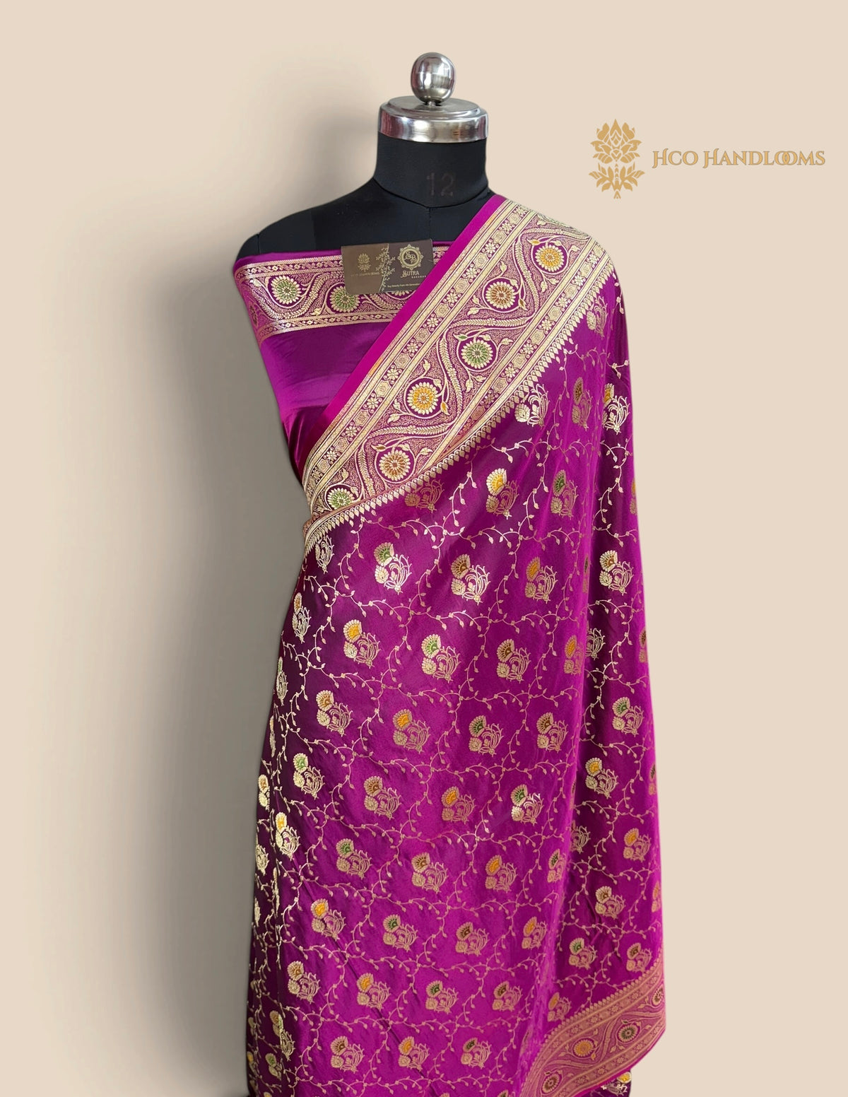 Purple Mashru katan Satin Silk Banarasi Saree - Meenakari Jaal