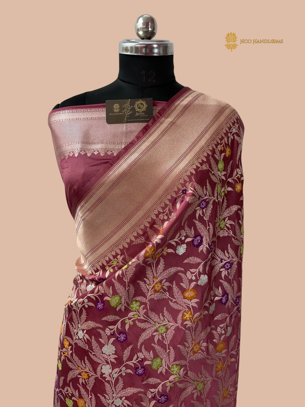 Regal Copper Premium Mashru Katan Silk Banarasi Saree - All Over Meenakari Jangla